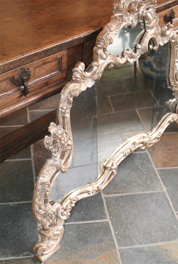 18th Century and Earlier Rococo silver-gilt over-mantle mirror For Sale