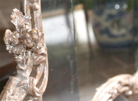 Mirror Rococo silver-gilt over-mantle mirror For Sale