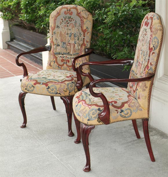 Pair of George III mahogany chairs