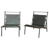 Jaques Adnet Pair of Leather Lounge Chairs