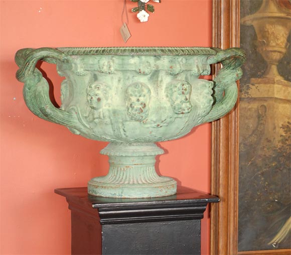 English cast iron pair two-handled Warwick vases