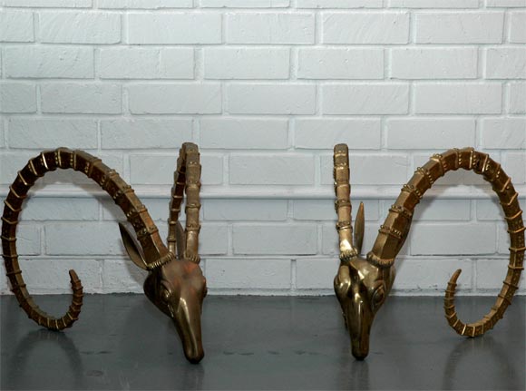Hollywood Regency Bronzed Rams Heads