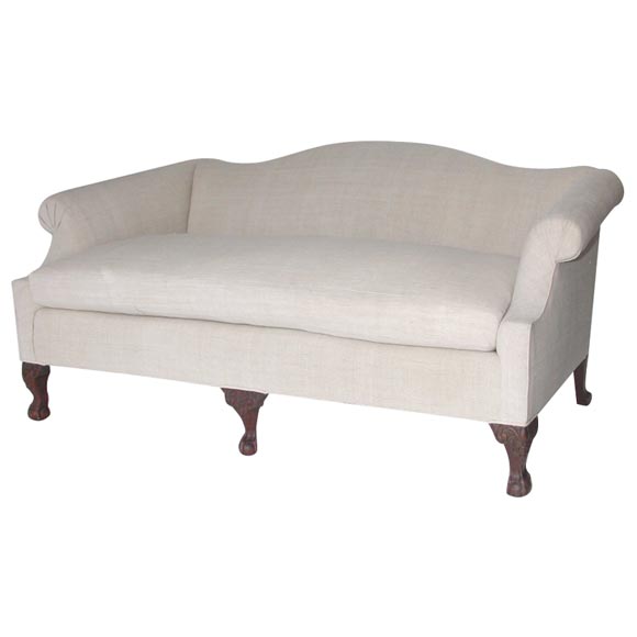 19THC  CAMEL BACK SOFA/CHIPENDALE STYLE