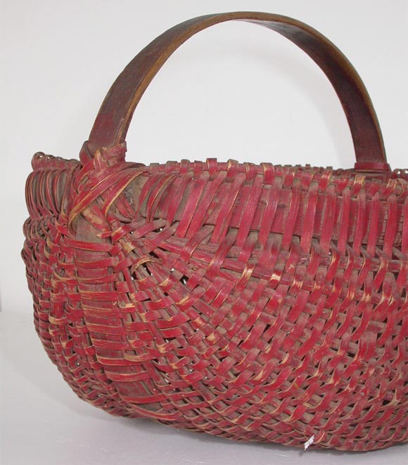 19THC PAINTED  BUTTOCKS BASKET 1