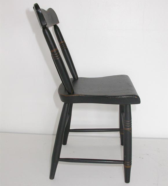 19th Century Black Painted Plank Bottom Chairs In Excellent Condition In Los Angeles, CA