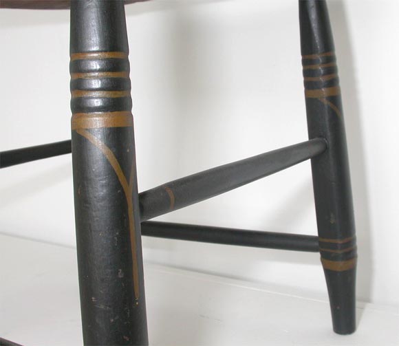 19th Century Black Painted Plank Bottom Chairs 2