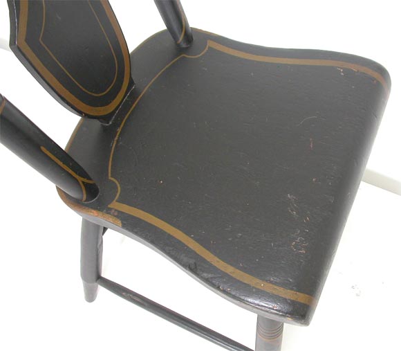 19th Century Black Painted Plank Bottom Chairs 3