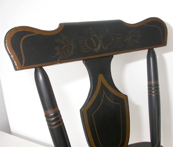 19th Century Black Painted Plank Bottom Chairs 4