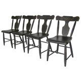 Antique 19th Century Black Painted Plank Bottom Chairs