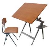 Vintage Friso Kramer Drafting Table and Chair