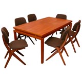 Vintage Danish Teak Dining Table with Cable Knit Dining Chairs