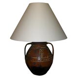 Two-handled Glazed Pottery Table Lamp