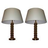 Vintage Pair of Brass and Resin Table Lamps