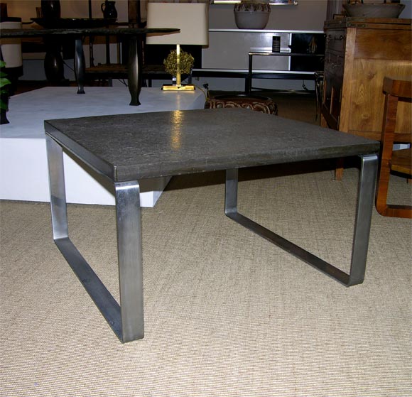 Coffee Table with Resin Top and Steel Base