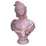 Antique Garden Bust of Lady in Cast Iron