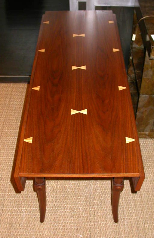 Walnut dropleaf table with inlay