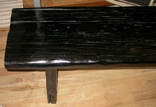 Bench made out of 19th Century railroad ties.
