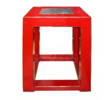 Pair of 19th C Chinese Red Lacquered End Tables