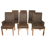 SIX DINING CHAIRS UPHOLSTERED IN A LUXURIOUS ULTRASUEDE