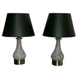 PAIR OF DINO MARTENS CANDY STRIPE LAMPS.