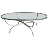 Brushed Steel Oval Cocktail Table