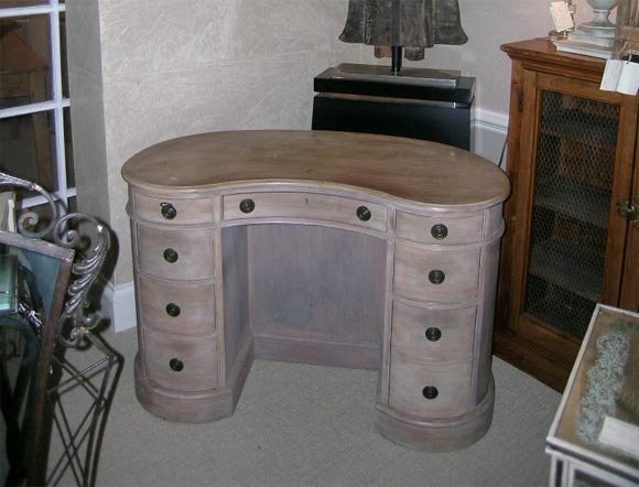Bleached Mahogany Kidney Shaped Desk