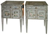 Pair of Venetian Mirrored Nite Stands with Reverse Painting