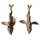 Antique Pair of Dolphin Fountainheads