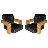 Pair of Mink Covered Club Chairs