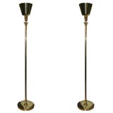 Pair of Brass Lightolier Floor Lamps