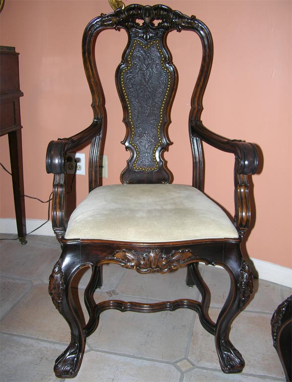 19th Century Set of 12 Portuguese Carved Dining Chairs