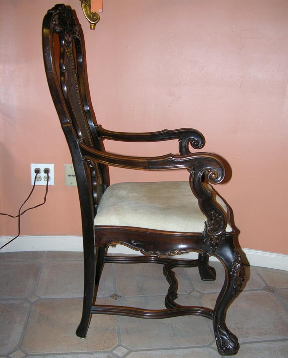 Set of 12 Portuguese Carved Dining Chairs 1
