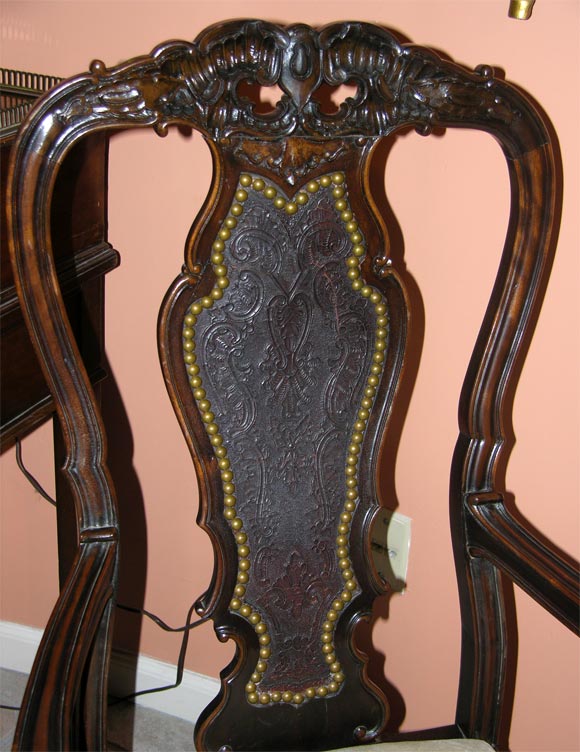 Set of 12 Portuguese Carved Dining Chairs 5