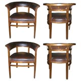 Set of Four Antique Oak Bistro Chairs