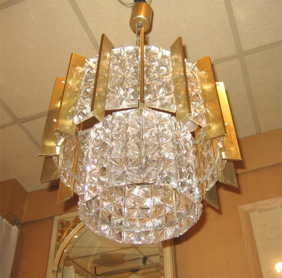Two Circular Chandeliers in Glass Bronze and Brass 1