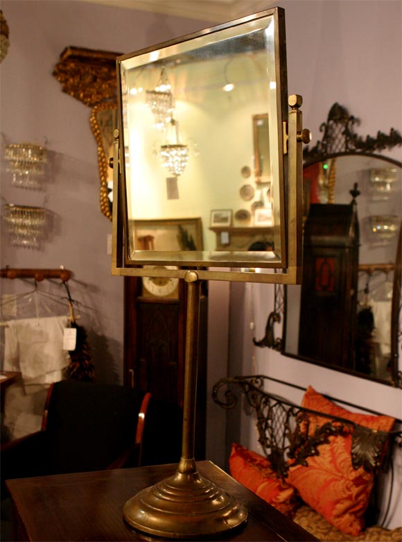 Large Brass Shaving Mirror