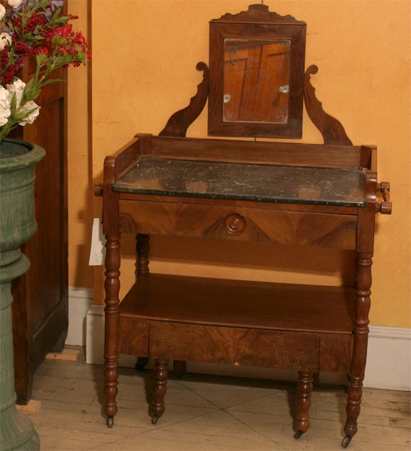 Franch Table de Toilette with Marble Top and Mirror