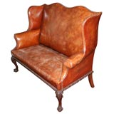 Wing Back Leather Settee