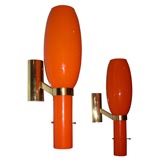 Vintage Pair of Abstract Bottle Form  Sconces