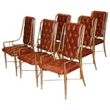 Brass and leather dining chairs