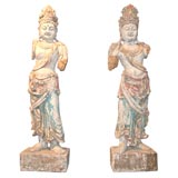 Antique Finely Carved Bodhisattvas