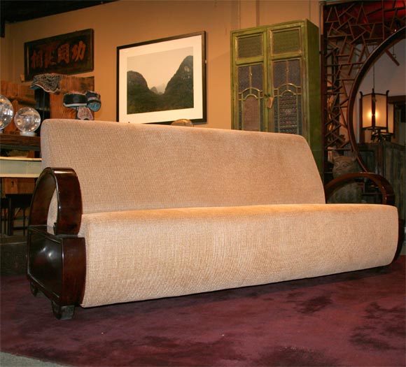 Chinese Deco Sofa and Two Club Chairs Set