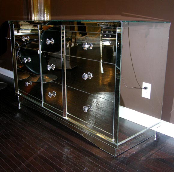 Nine Drawer Mirrored Dresser