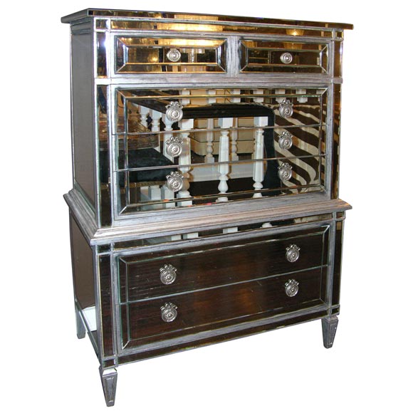 Custom Mirrored French Style Highboy For At 1stdibs Custom Mirrored French Style Highboy For