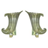 Pair of Murano Glass Cornucopia Sconces