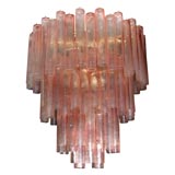 Venini Pink Glass Tube Chandelier