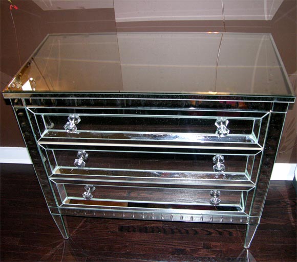 black mirrored dresser