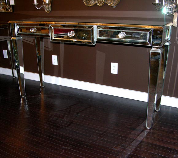 glass mirrored console table