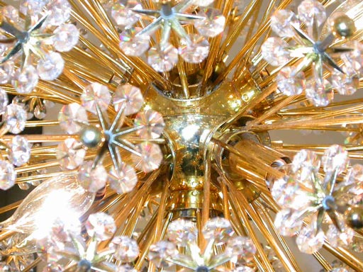 Italian Crystal and Brass Sphere Chandelier