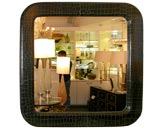 Thayer Coggin Crocodile Embossed Leather Mirror